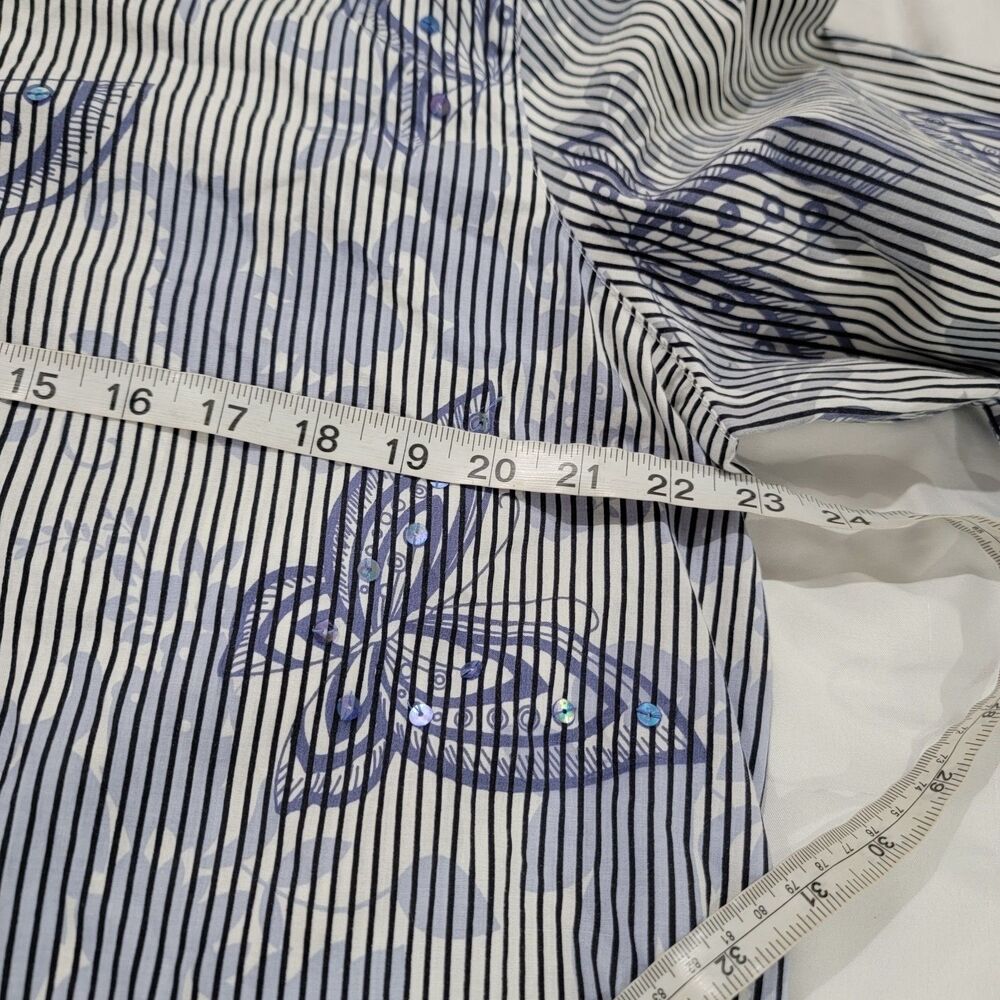Alfred Dunner‎ Womens Button Up Top Size XXL Striped Butterflies Sequin - Picture 7 of 7